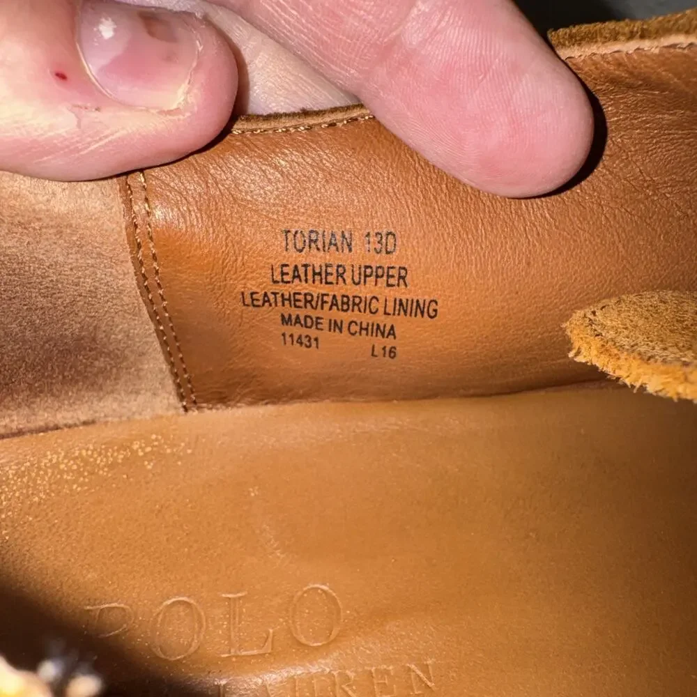 Polo Ralph Lauren Torian Men Size 13D Brown Suede Plain Toe Derby Dress Shoes